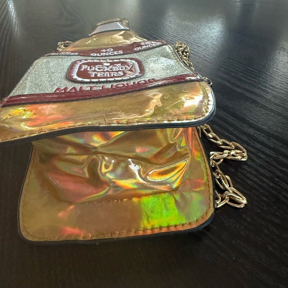 Dolls Kill Fuckboy Tears Malt Liquor Holographic Bottle-Shaped Crossbody Bag - Picture 5 of 6